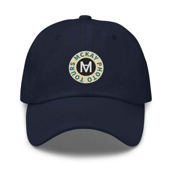 Classic Casual Ball Cap w/ Circle Logo - Embroidered (Various Colors)