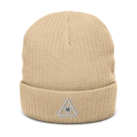 Ribbed Knit Beanie w/ Triangle Logo - Embroidered (Various Colors)