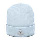 Ribbed Knit Beanie w/ Triangle Logo - Embroidered (Various Colors)