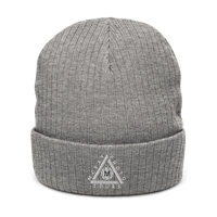 Ribbed Knit Beanie w/ Triangle Logo - Embroidered (Various Colors)