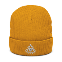 Ribbed Knit Beanie w/ Triangle Logo - Embroidered (Various Colors)