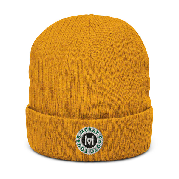 Ribbed Kint Beanie w/ Circle Logo - Embroidered (Various Colors)