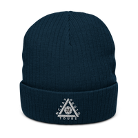 Ribbed Knit Beanie w/ Triangle Logo - Embroidered (Various Colors)