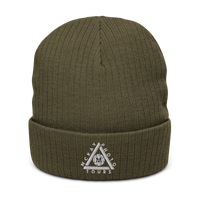 Ribbed Knit Beanie w/ Triangle Logo - Embroidered (Various Colors)